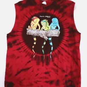 MENS TIE DYE LIZARD IGUANA GRAPHIC PRINT SLEEVELESS MUSCLE TANK/TEE